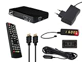 COMAG HD25 HDMI Mini HDTV Sat Receiver Stick Camping-Set inkl. 12V KFZ-Netzteil (USB 2.0, PVR Ready, externer IR-Empfänger, 12/230V) schwarz