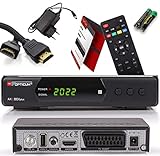 Opticum Sat Receiver SBOX Plus mit PVR Aufnahmefunktion & Timeshift - für Satelliten Satellit, TV, Digital, HD, HDMI, AAC-LC Audio, USB, UNICABLE, SCART - Astra Hotbird vorsortiert + HDMI Kabel