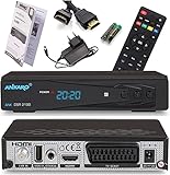 Ankaro 2100 DSR Sat Receiver - HD Satelliten Receiver mit USB Mediaplayer Funktion, DVB-S/S2 Receiver für Satellit, HDMI, USB, SCART, UNICABLE, Astra & Hotbird vorinstalliert + Anadol HDMI Kabel