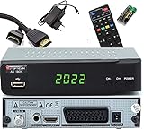 Opticum Sat Receiver SBOX Mini HDTV Digital für Satelliten Fernsehen - Media Player Funktion, HDMI, USB, SCART, Unicable, USB, Astra, Hotbird vorinstalliert - 12V Anschluss für Camping + HDMI Kabel
