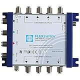 WISI FLEXSWITCH Multischalter DRR 0508 – Receiver-gespeister 5-in-8 Multiswitch mit passivem terrestrischem Zweig für 8 Teilnehmer – Für DVB-T/T2, DVB-S/S2, DAB & UKW, silber